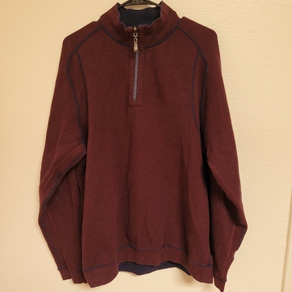 Tommy Bahama Blue and Red Reversible  Quarter Zip Pullover - Picture 4 of 5